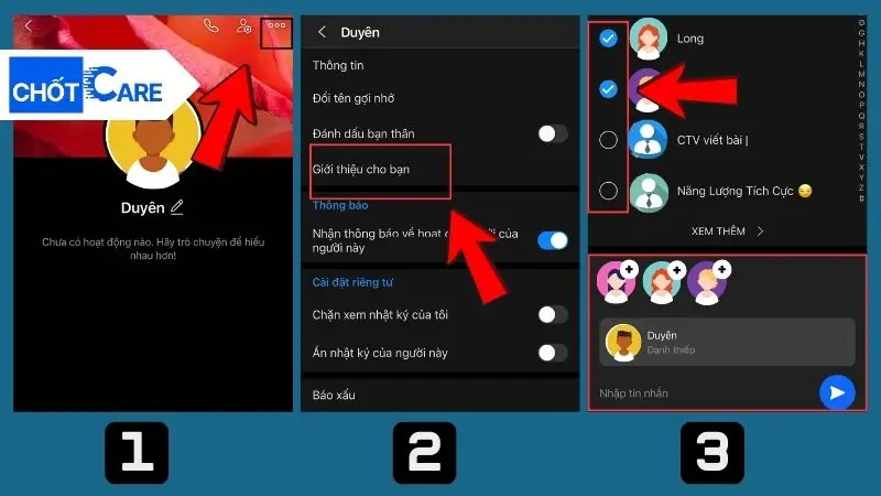 Hướng dẫn gửi danh thiếp Zalo từ danh bạ