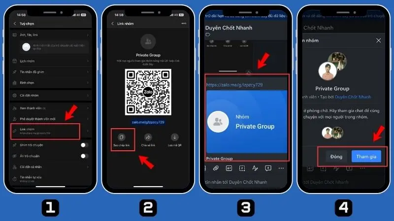 Tham gia nhóm kín qua link mời nhanh chóng và tiện lợi