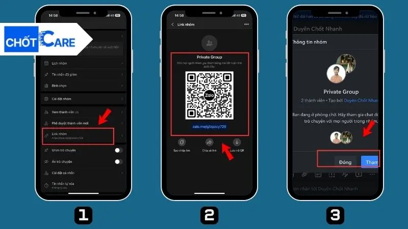 Dùng mã QR để tham gia nhóm khi ở gần thành viên trong nhóm.